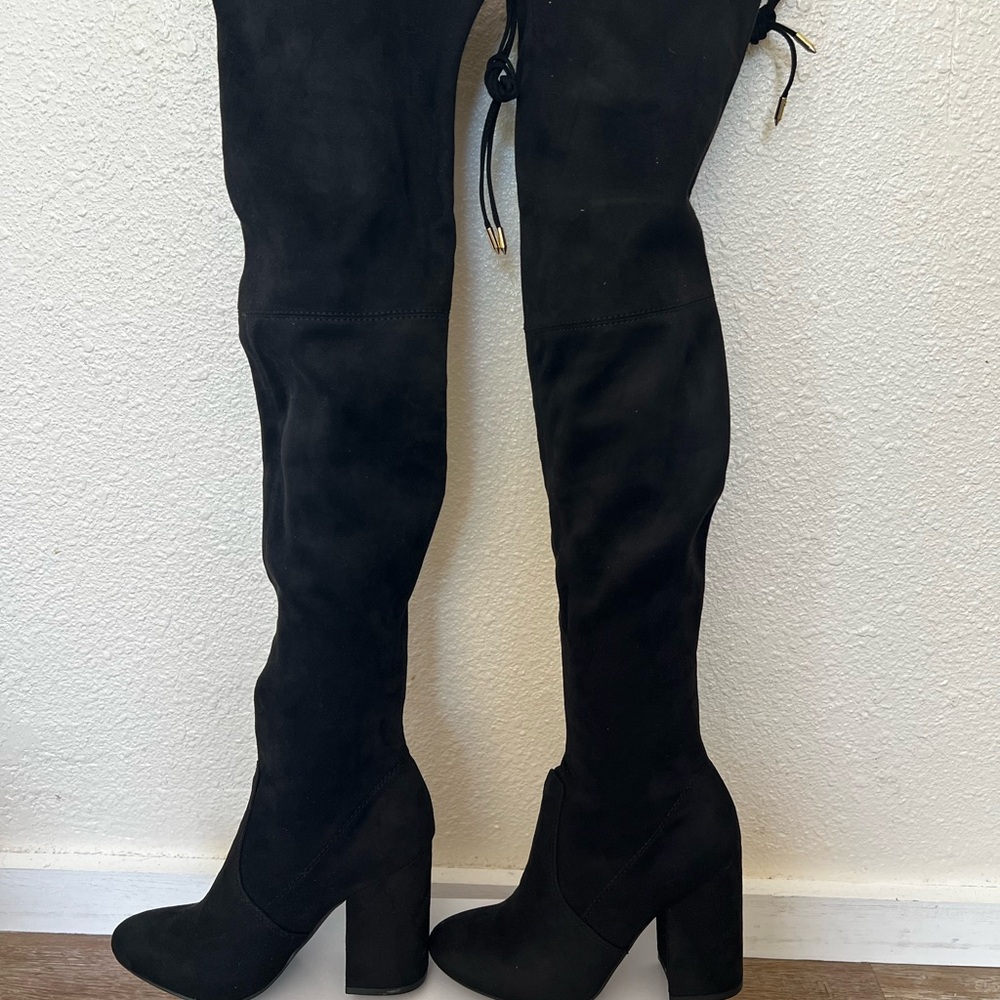 Steve Madden Black Suede Over-the-Knee Norri Boots Size 5.5W - Picture 4 of 12
